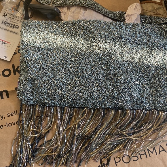 Zara Women Beaded Handbag with Fringes 👜 - Picture 8 of 9
